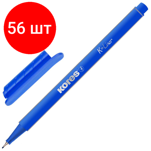 Комплект 56 штук, Линер Kores 0.4мм синий 28101