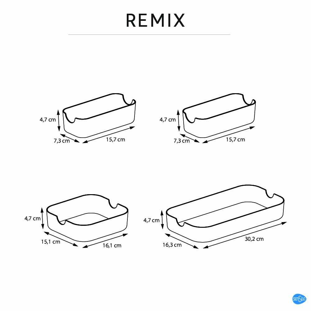 Набор из 4 корзин для выдвижного ящика Sensea Remix цвет чёрный 16.3x5.3x30.2 см - фото №2