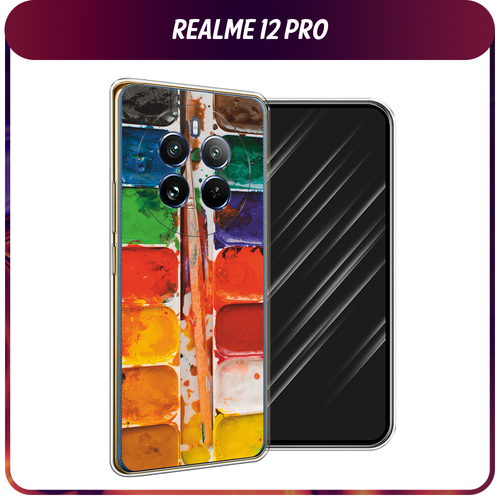 Силиконовый чехол на Realme 12 Pro/Realme 12 Pro Plus / Реалми 12 Про/Реалми 12 Про Плюс Акварель силиконовый чехол на realme 12 pro realme 12 pro plus реалми 12 про реалми 12 про плюс белая кошка с цветами