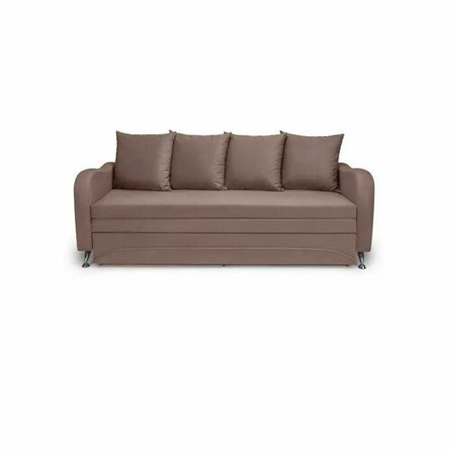 Диван Соната Ньютон какао ЛДСП/Велюр/ППУ с выдвижным механизмом, с ящиком для белья, для гостиной, 2080х810х930, М стиль