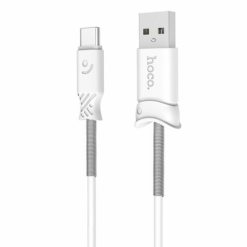 Кабель USB HOCO X24 Pisces USB - Type-C, 2.4А, 1 м, белый дата кабель hoco x24 pisces usb type c с пружиной 1 м белый