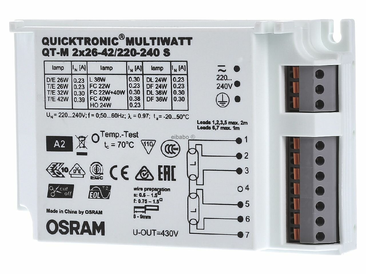 Электронный ПРА для люминесцентных ламп OSRAM QT-M 2X26