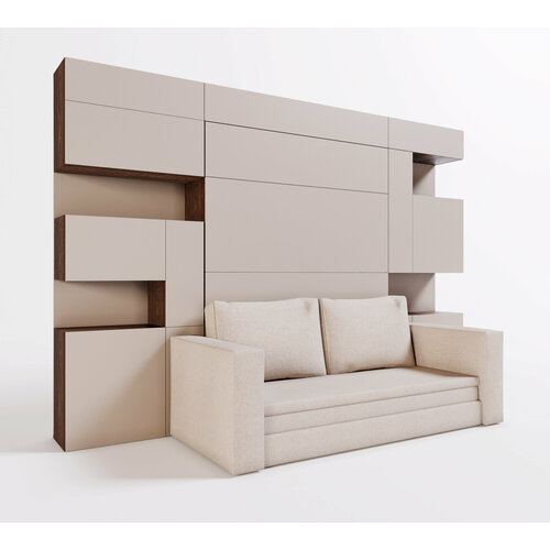 Шкаф кровать-трансформер с диваном Летто Максима Гранде 1400 исполнение 1/2 Сканд