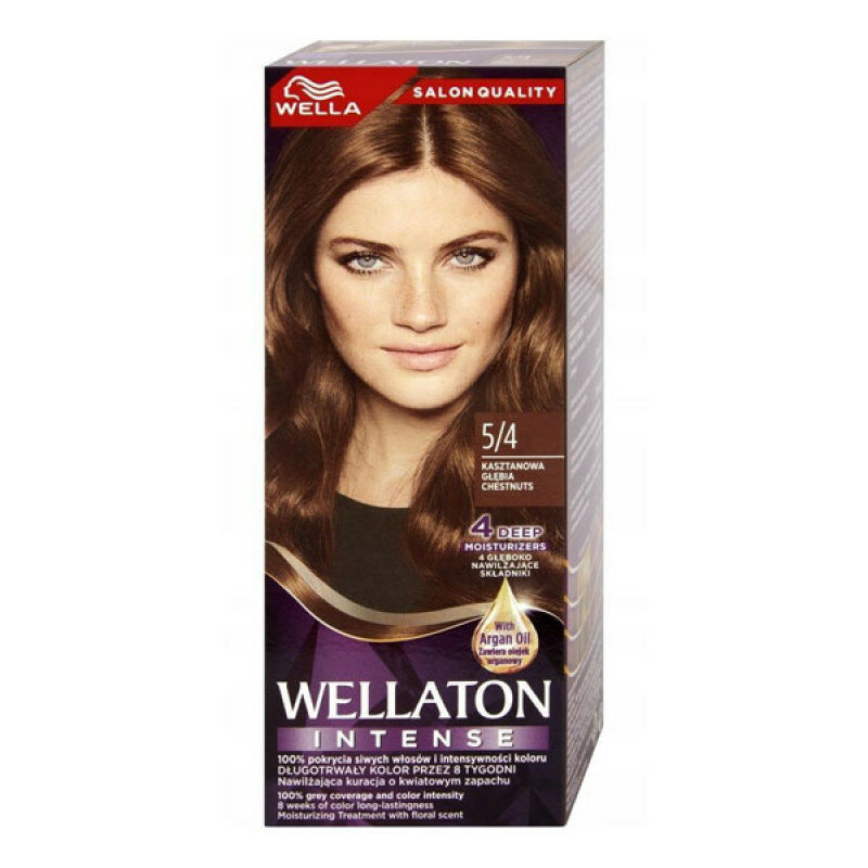 Крем-краска Wellaton 5/4 "Каштан", стойкая, для волос, 110мл, без УФ-защиты
