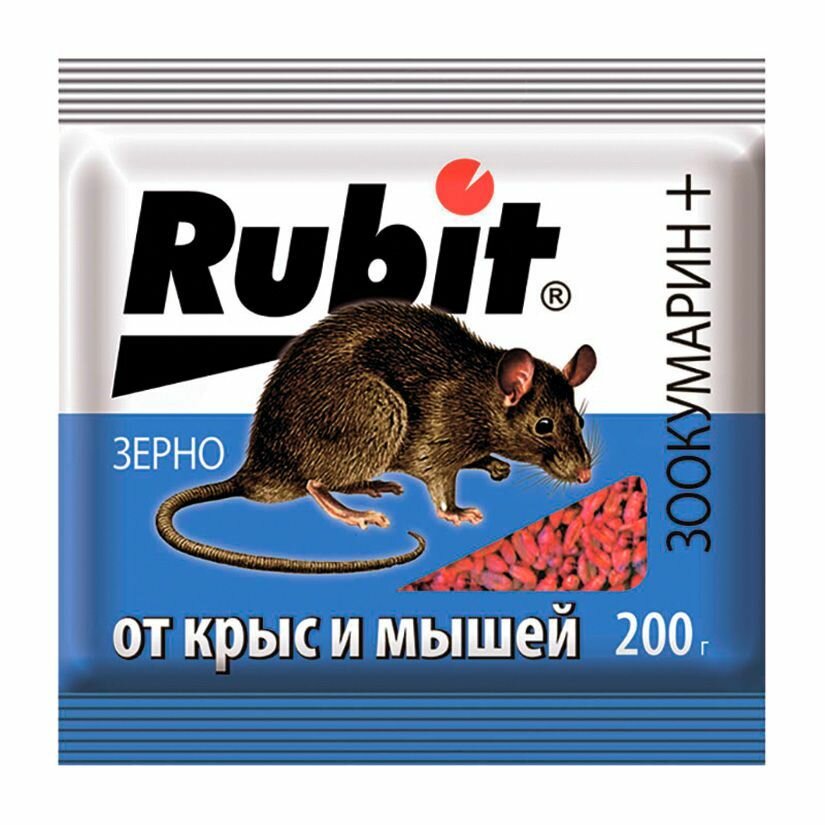 Зерновая приманка "Rubit" Зоокумарин+, от крыс и мышей, 200 г 9317487 - фотография № 2