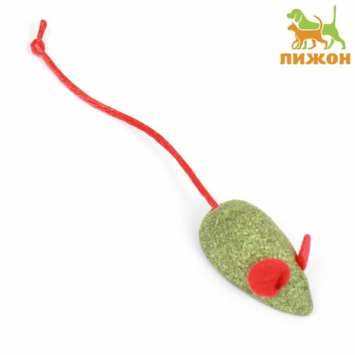 Пижон Мышь для кошек из прессованной кошачьей мяты с хвостом из веревки, 4,7 см