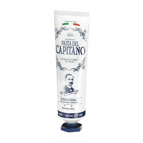 Отбеливающая зубная паста с запатентованной молекулой / Pasta del Capitano 1905 Whitening with Patented Molecula Toothpaste зубная паста pasta del capitano whitening with patented molecula 75 мл