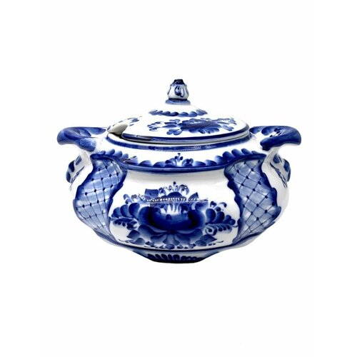 Блюдо с крышкой-супница фарфоровая малая 1500 мл Гжель Галактика г Гжель 6120₽