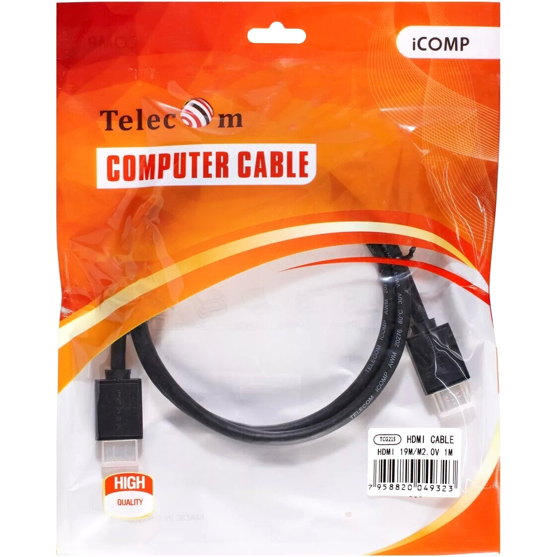 Кабель HDMI-19M --- HDMI-19M ver 2.0+3D/Ethernet ,1m Telecom <TCG215-1M> VCOM Telecom TCG215-1M - фото №11