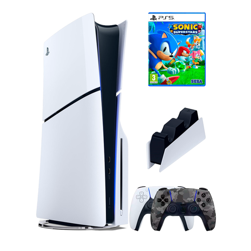 PS5 (ПС5) Игровая приставка Sony PlayStation 5 Slim disc + 2-й геймпад(камуфляж) + зарядное + игра SonicSS