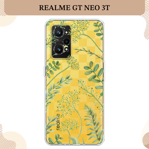 Силиконовый чехол Green Leaves на Realme GT Neo 3T/Neo 2 / Реалми GT Neo 3T/Neo 2, прозрачный