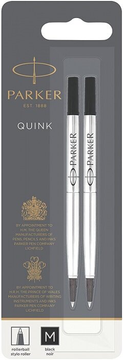 Черный стержень-роллер Parker Quink RB Z01, (M - 0.7мм), в блистере (2 шт) 1950325