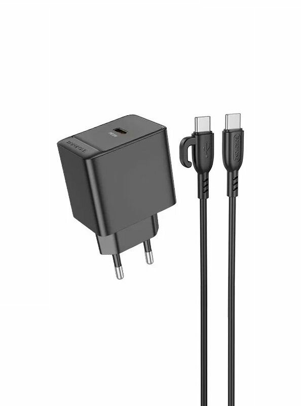 Сетевое ЗУ Borofone BAS13A + кабель Type-C-Type-C (PD20W) черное