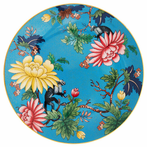 Десертная тарелка из костяного фарфора Sapphire Garden, 20 см, голубой/декор, серия Wonderlust, Wedgwood, WGW-1057263