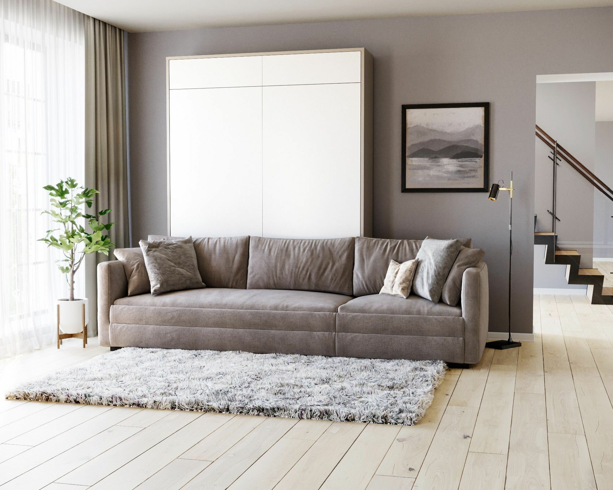 фото Шкаф кровать с большим диваном Фокстрот Макси