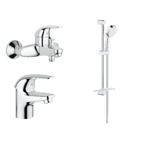 Комплект смесителей для ванной NB0003-2 Grohe Euroeco, хром