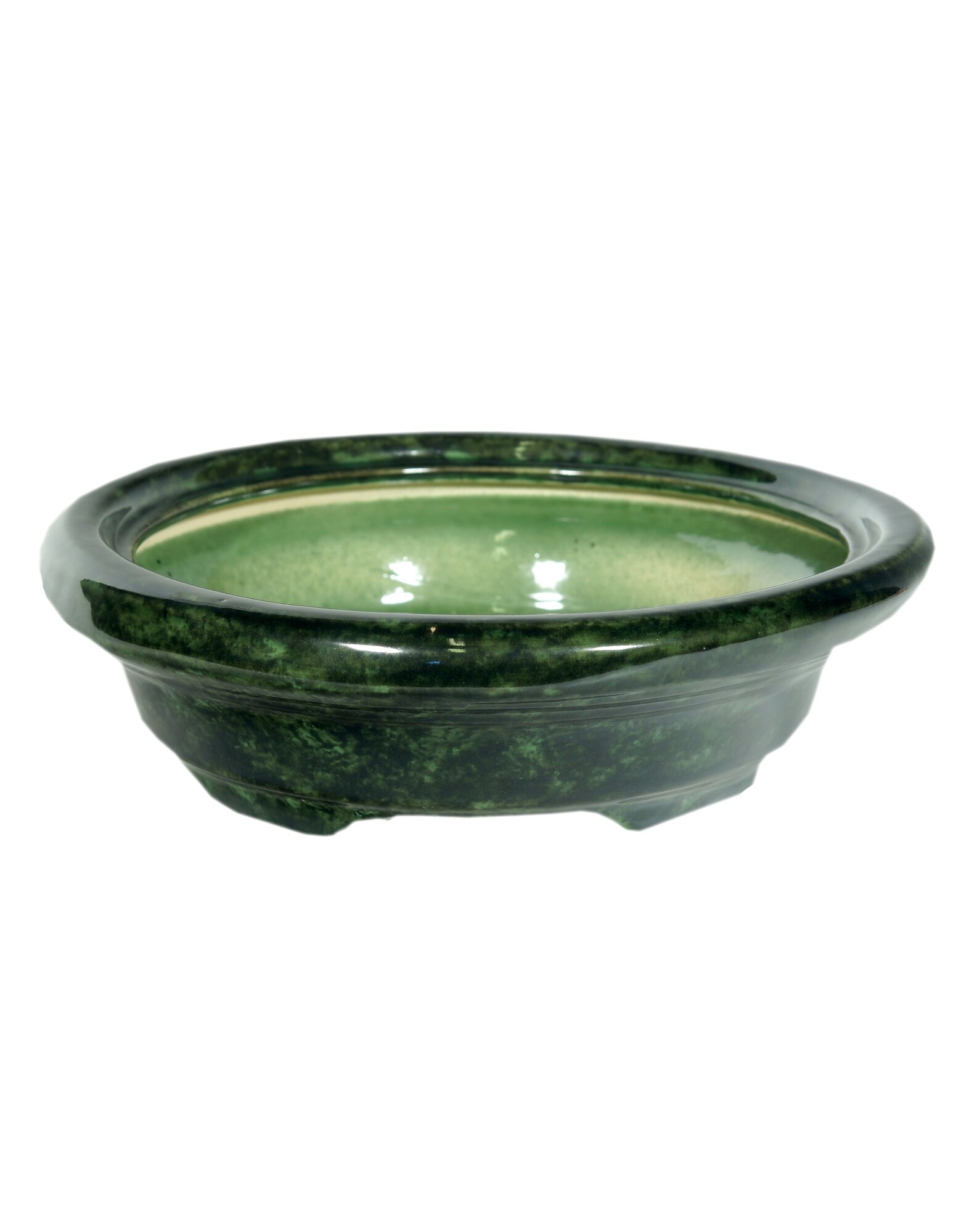 Кашпо для бонсай кактусов керамика кактусник кактусница Бонсайница №5 круглое зеленое