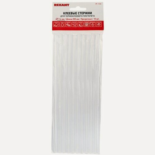 Изображение товара Стержни клеевые Rexant d=7 мм, L=200 мм, прозрачные (упак. 10 шт.)