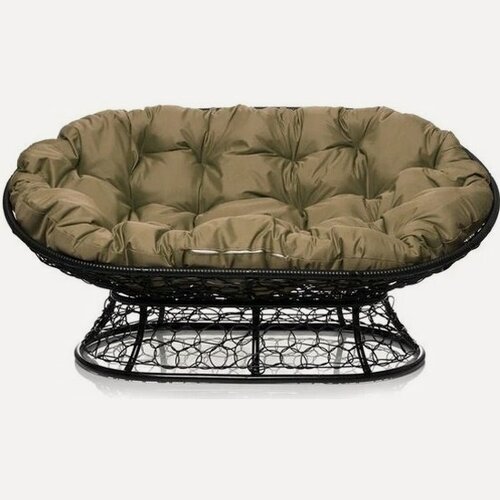 Изображение товара Диван M-group садовый Мамасан черный ротанг+бежевая подушка