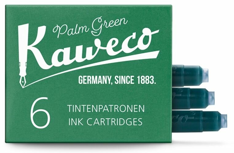 Набор картриджей для перьевой ручки KAWECO Palm Green 6 шт. в картонной упаковке