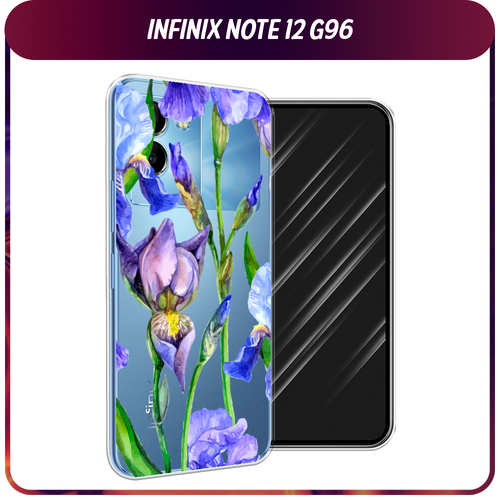 Силиконовый чехол на Infinix Note 12 G96 / Инфиникс Ноут 12 G96 Синие ирисы, прозрачный силиконовый чехол на infinix note 12 g96 инфиникс ноут 12 g96 жемчуг