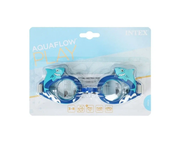 Очки для плавания Play intex детские "Забавная акула", от 3-8 лет, 55610