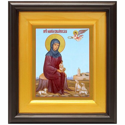преподобная мария вифинская икона на доске 14 5 16 5 см Преподобная Мария Вифинская, икона в широком киоте 16,5*18,5 см