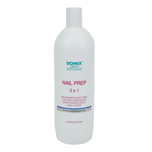 Обезжириватель для ногтей Domix Green Professional Nail Prep 3 в 1, снятие липкого слоя и лака, 1 л