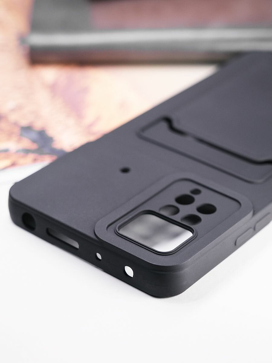 Чехол на Xiaomi Redmi Note 11 Pro противоударный бампер с карманом для карт для Сяоми Редми Нот 11 Про Черный — фото 1
