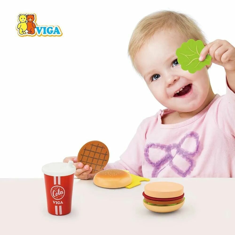 Игровой набор Viga Toys Гамбургер и кола (51602) - фото №12