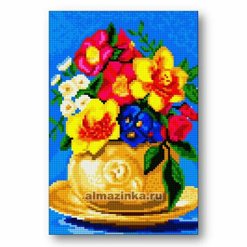 Алмазная мозаика Anya «Цветы в горшочке» (30х20 см, Полная выкладка, квадратные стразы)
