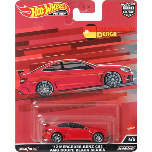 Коллекционная Premium машинка Hot Wheels '12 Mercedes-Benz C63 AMG Coupe Black Series Red (коллекция Car Culture 2022, серия Deutschland Design, 4/5) hot sale soft tpu car key case cover holder for mercedes benz w203 w210 w211 w124 w202 w204 w212 w176 amg accessories keychain