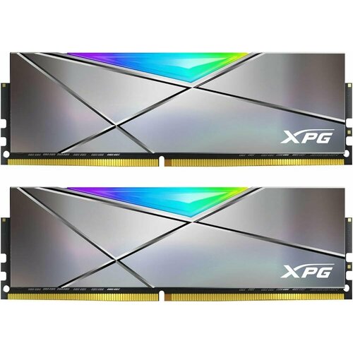 Модуль памяти 16 ГБ ADATA XPG SPECTRIX D50 RGB, AX4U41338G19J-DGM50X, DDR4, DIMM, 4133 МГц, 1.4 В модуль памяти adata xpg spectrix d60g rgb ddr4 общий объём памяти 16гб module capacity 8гб количество 2 4133 мгц множитель частоты шины 19 1 4 в rgb серый ax4u41338g19j dgm50x