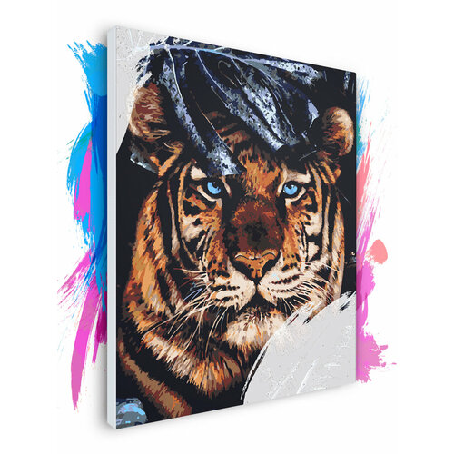 Картина по номерам на холсте Тигр в тропиках, 40 х 50 см