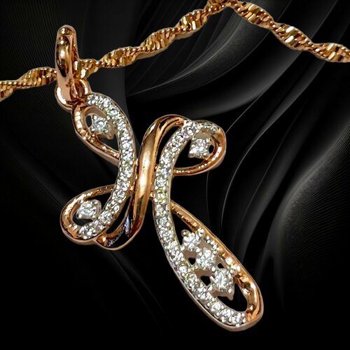 Подвеска FJ Fallon Jewelry Ажурный кулон в виде цветка креста фианиты, фианит, искусственный камень, золотистый