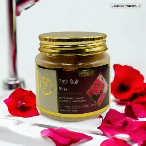 Соль для ванны Khadi India с ароматом розы, 300мл, банка