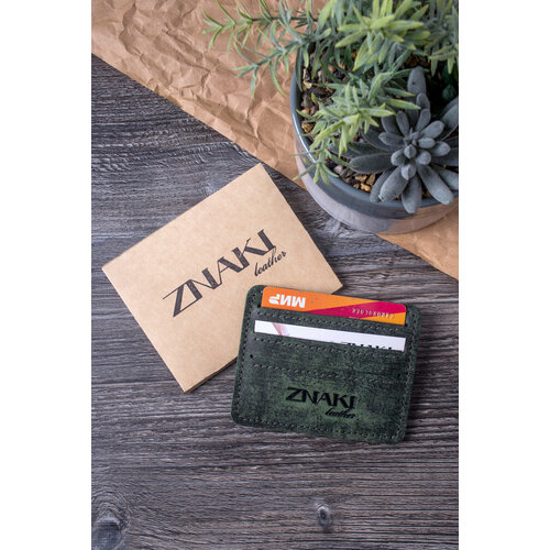 Визитница ЗНАКИ фактура гладкая матовая зеленыйчерный 1500₽