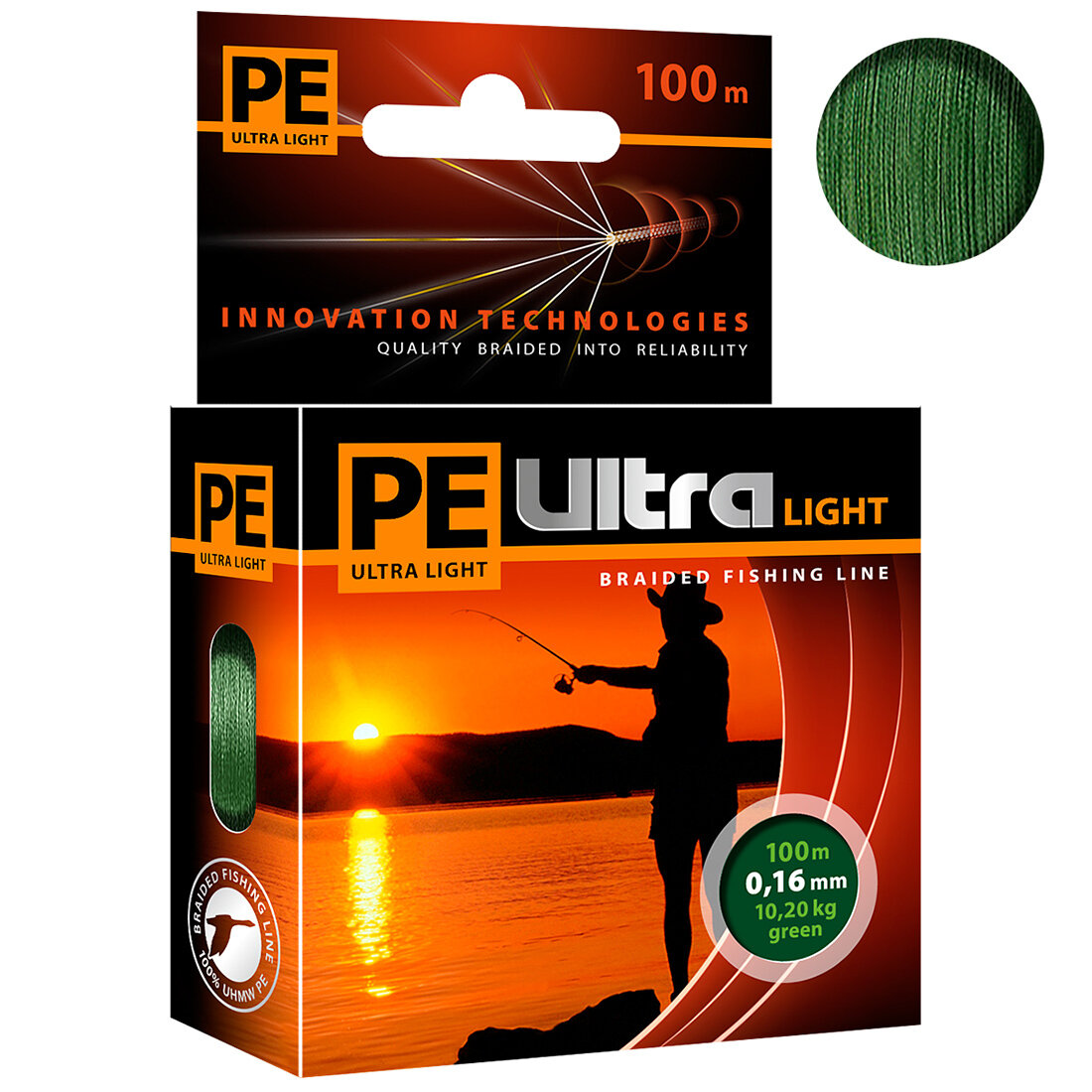Плетеный шнур для рыбалки AQUA PE ULTRA LIGHT Dark Green 0,16mm 100m