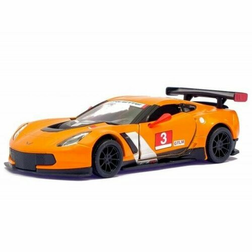 Машинка Kinsmart Corvette C7. R Race Car 2016 1:36 (оранжевая), арт. КТ5397/4 детская игрушечная коллекционная металическая модель машинки игрушки kinsmart шевролет corvette z06 металлическая инерционная желтый 1 36