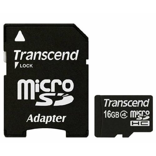 Карта памяти Transcend microSDHC 16Gb Cl4 +ад, TS16GUSDHC4 карта памяти transcend microsdhc 32 гб class 4