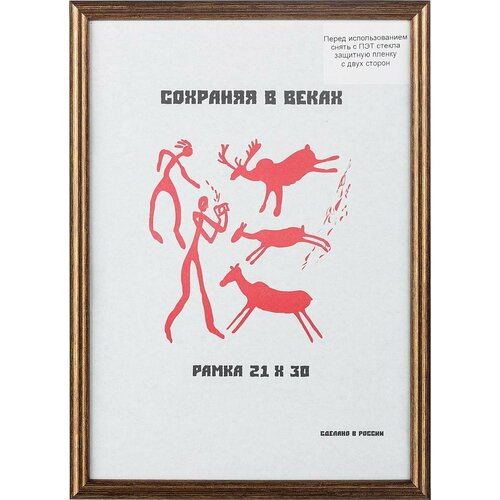 Рамка пластиковая 21x30 (A4) бронза, с пластиком