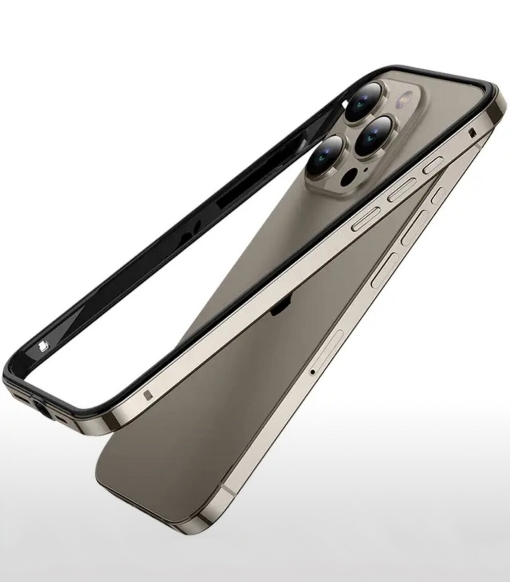 Металлический матовый Бампер на IPhone 16 Pro Натуральный титан — фото 1