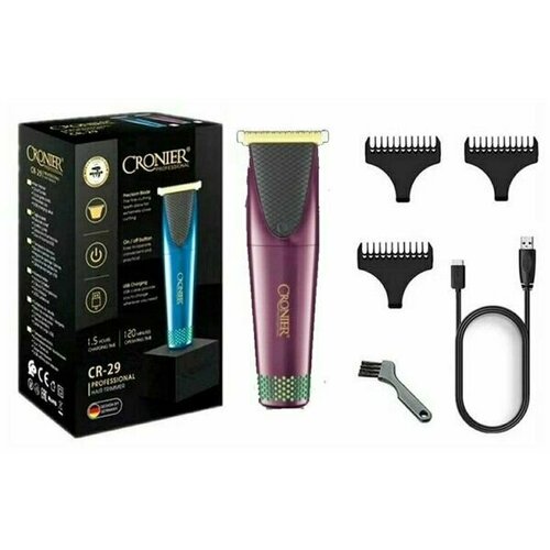 Машинка для стрижки волос Триммер для бороды и усов 4 насадки Бордовый 276000₽