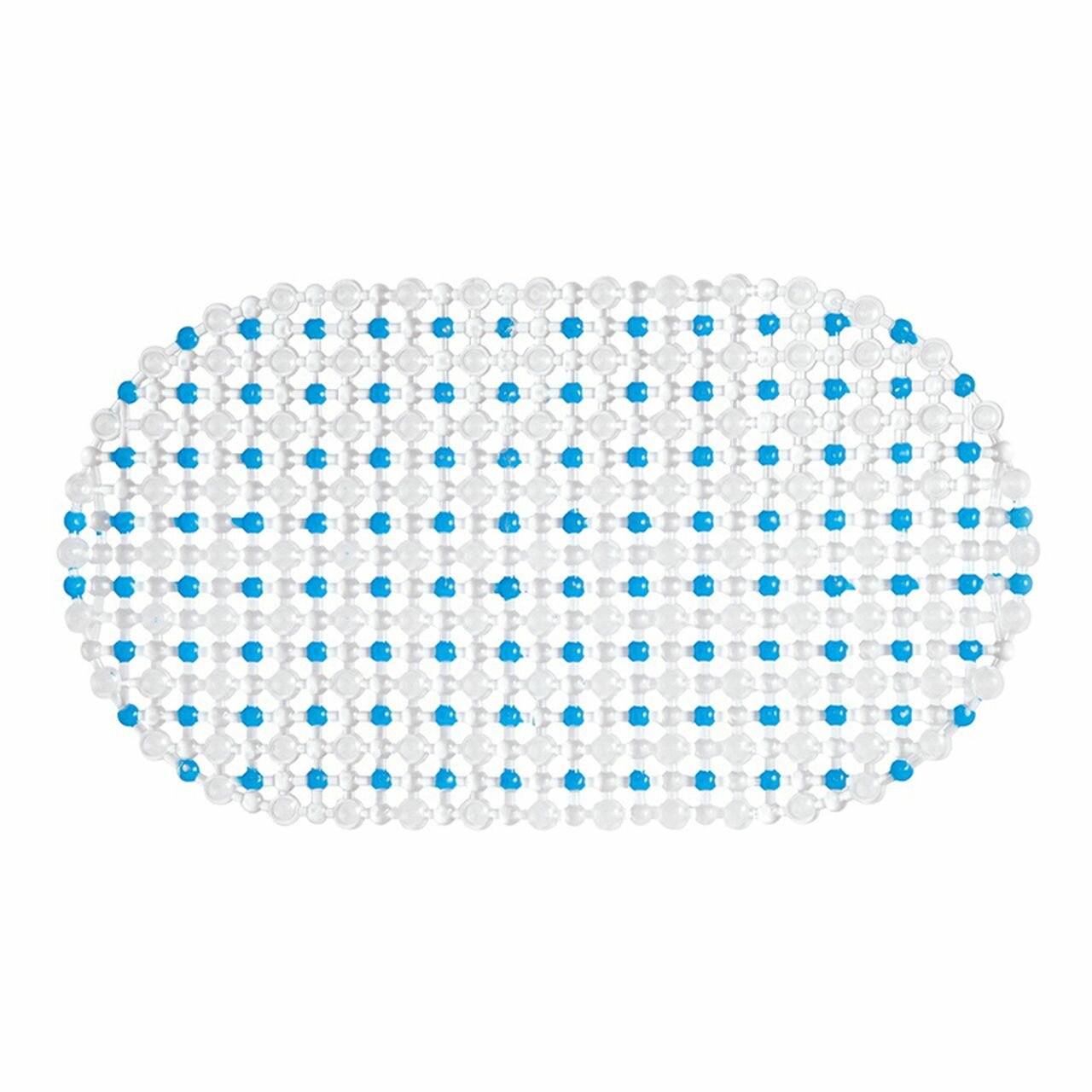 Ковер для ванны резиновый противоскользящий на присосках "Точки" 69х39см, голубой