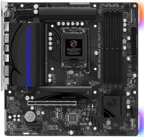 Материнская плата ASRock B760M PG RIPTIDE Socket 1700 B760 4xDDR5 1xPCI-E 16x 1xPCI-E 1x 4xSATA III mATX Retail