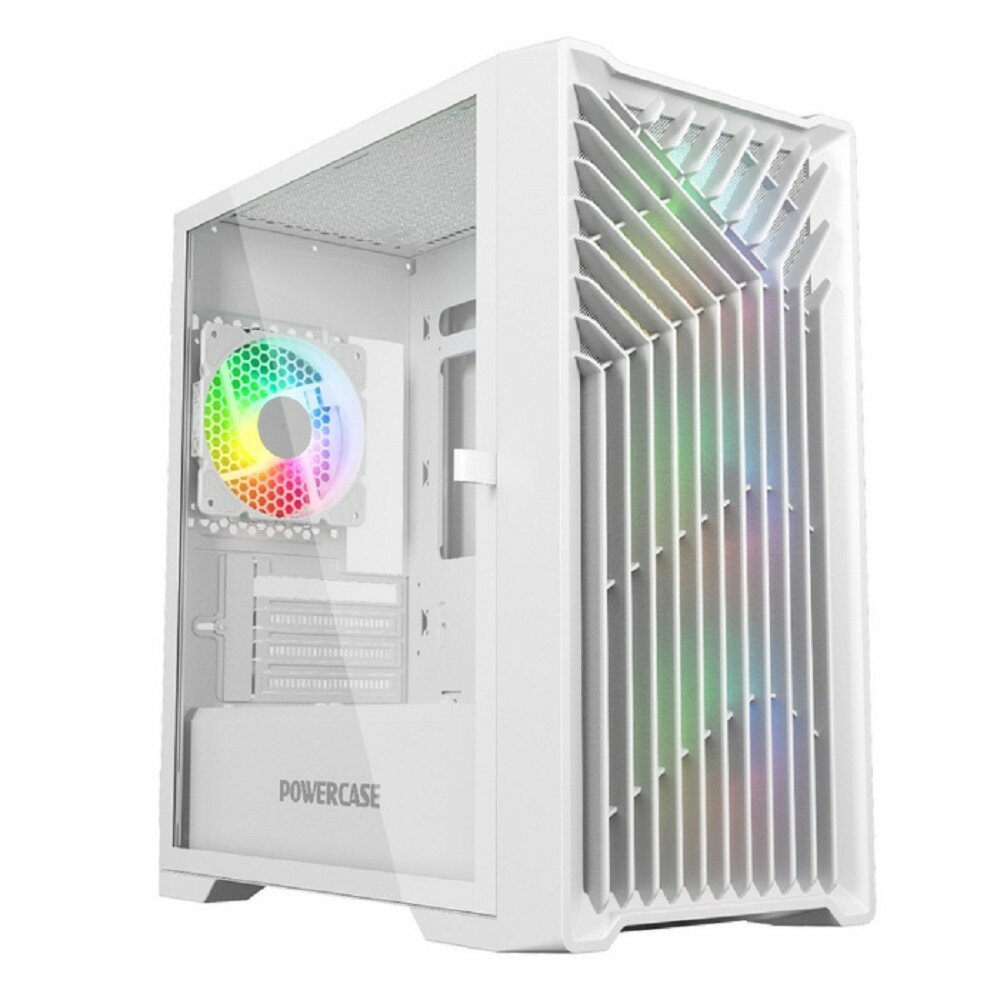 Powercase Корпус Mistral Micro X4W, Tempered Glass, 4х 120mm 5-color fan, белый, mATX CMMXW-L4