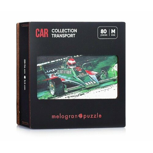 Пазл фигурный деревянный Melograno puzzle Collection Transport Гоночный автомобиль зеленый 28x14 см 80 деталей MPZCT24-M 3+
