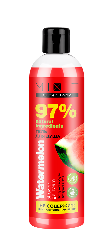 Гель для душа MiXiT Super food Освежающий арбуз и мята 400мл Миксит - фото №10