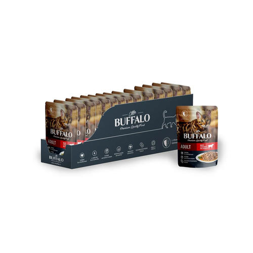 Влажный корм Mr.Buffalo (Баффало) для кошек Говядина в соусе 85г