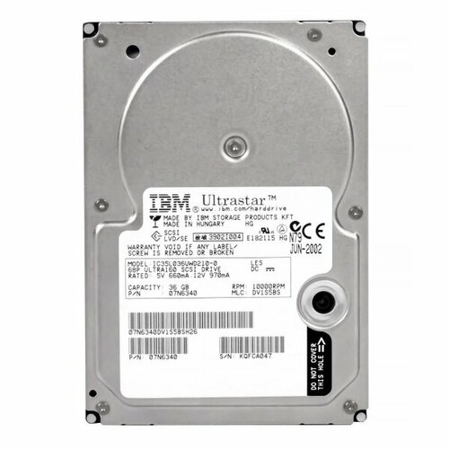 Жесткий диск IBM 07N6340 36,7Gb U160SCSI 3.5 HDD жесткий диск ibm dpss 309170 9 1gb 7200 u160scsi 3 5 hdd